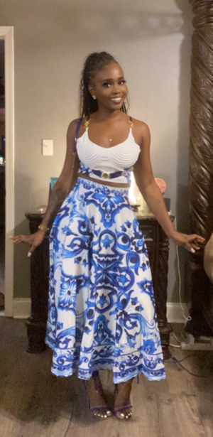 Azul -Two Piece Skirt Set