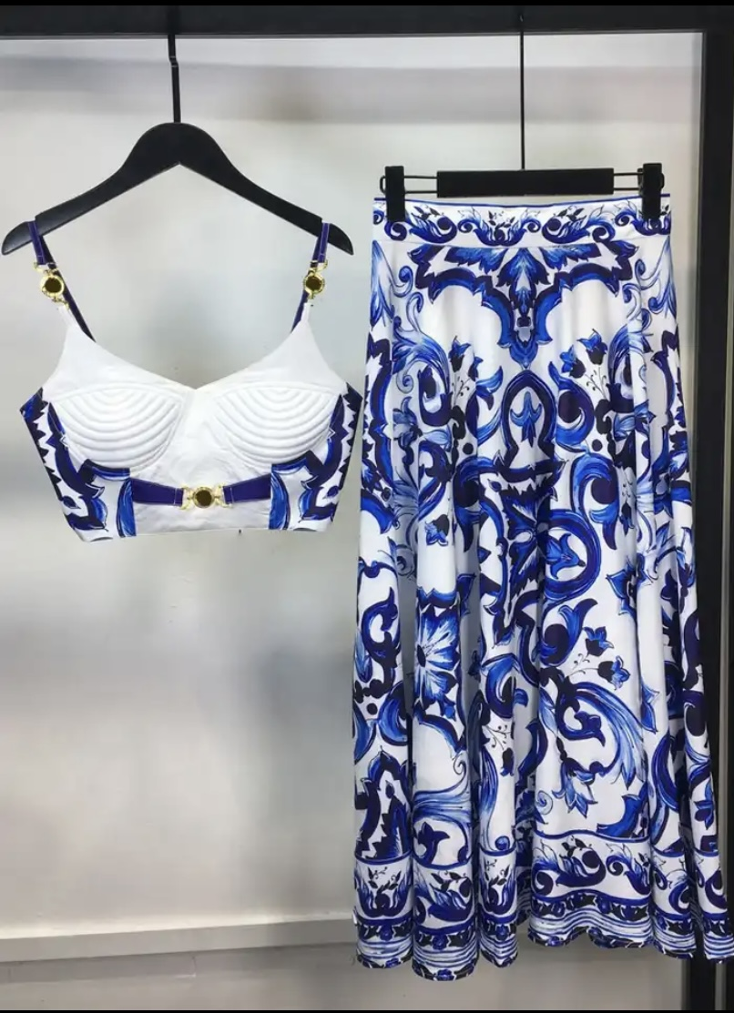 Azul -Two Piece Skirt Set